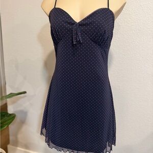 Urban Outfitters Navy Slip Dress with Red Dot Print